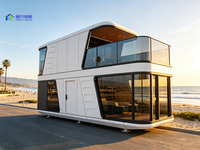 Capsule spatiale à double étage de 20 pieds avec toit panoramique et terrasse, résistante au vent, pour complexe touristique culturel
