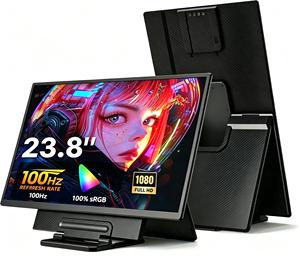 Moniteur portable LCD 23,8 pouces 1080P IPS, moniteurs de voyage avec USB-C HDMI, écran portable pour ordinateur portable <span class=keywords><strong>MacBook</strong></span> Surface <span class=keywords><strong>PC</strong></span> PS4/5 - Product Image 1
