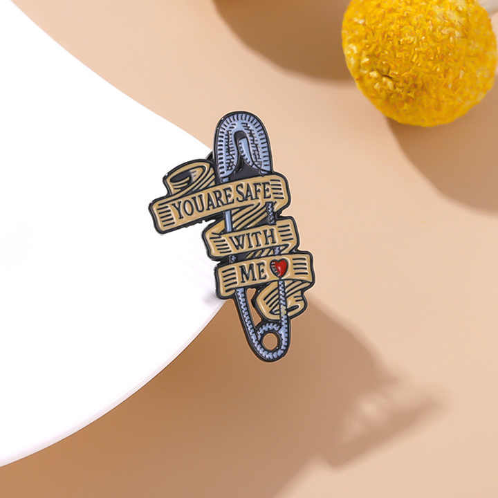 Custom You Are Safe with Me Lapel Pins Simple Quotes Metal Soft