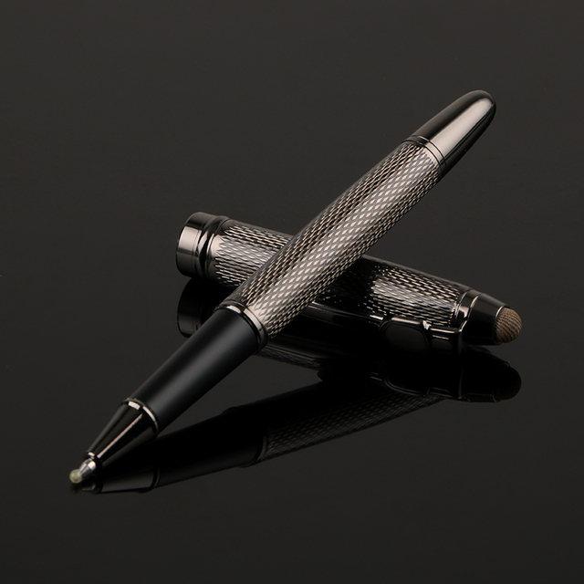 Personalised Stationery Gun Black Capacitive Stylus Soft Touch Multipurpose Copper Roller Pen