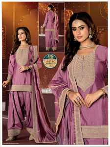 Ensemble de costume Punjabi mauve de créateur pour femmes avec kurta brodé lourd, salwar Patiala et dupatta pour les fêtes de mariage - Product Image 2
