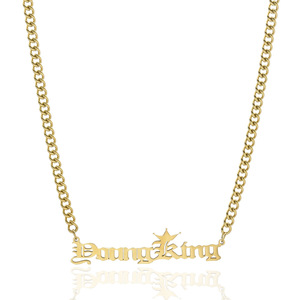 New arrivals Crown young Queen King Stainless steel letter necklace hip hop pendant <strong>jewelry</strong> - Product Image 3