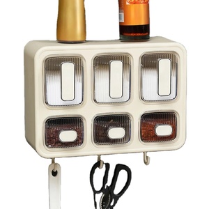 Kitchen Seasoning <b>Box</b> with Door <b>Storage</b> and Organization Jars Wall Mounted Condiment Organizer for Spices for Home or <b>Camping</b> - Product Image 1