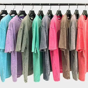 Camiseta Lisa de Algodón Prelavada con Efecto Desgastado, Cuello Redondo, Unisex, Venta al por Mayor, OEM, Marca Privada, Tops de Streetwear - Product Image 1