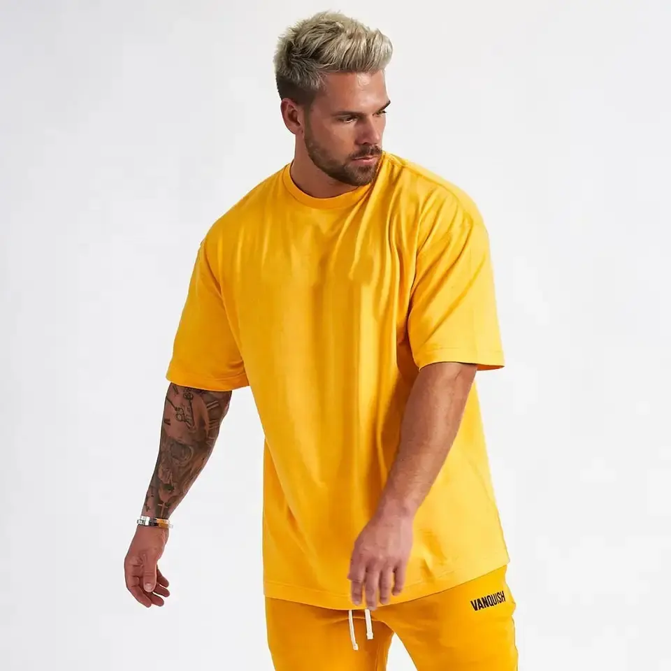 Kurzärmlige Sport-Fitness-T-Shirt-Herren im Hip-Hop-Stil mit lässiger Baumwoll-Trainings kleidung