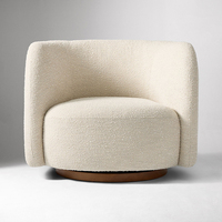 Modern 360 °   Fauteuil pivotant en tissu bouclé avec base en bois massif pour salon et hôtel