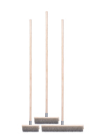 ZXD Offre Spéciale balai métallique robuste avec manche en bois (46 pouces), brosse à récurer pour sol en fil métallique rigide pour terrasse, terrasse, jardin, béton