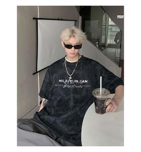 Tie-Dye nouvelle marque tshorts coupe ample hommes t-shirts lourds surdimensionnés coton/spandex demi manches T-shirts avec impression Logo usine personnalisée - Product Image 3