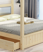 Lit double, chambre principale, lit à quatre colonnes en bois massif, lit de type homestay