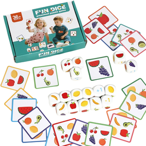 Juego de batalla de dados de frutas de educación temprana para niños, tarjetas de memoria cognitivas, juego de juguetes educativos de clasificación de mesa de madera para niños - Product Image 1