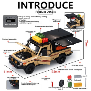 Coche de juguete de metal fundido a presión 1:32 Toyota Land Cruiser LC79 con sonido, luces, puertas que se abren y función de retroceso, modelo de aleación para exhibición, regalo. - Product Image 3