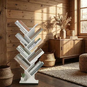 Estantería Vertical Tipo Árbol, Librería de Pie para Almacenamiento de Libros, <span class=keywords><strong>CDs</strong></span>, Revistas, para Sala de Estar, Dormitorio u Oficina - Product Image 3