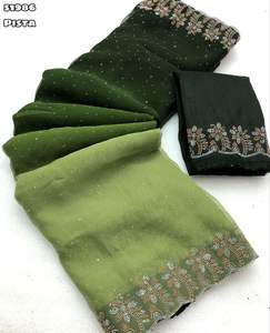 Fournisseur en gros de sarees de luxe au design moderne pour femmes, vêtements indiens et pakistanais, saree en mousseline avec blouse Banglori - Product Image 6