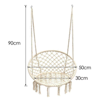 Lits et chaises suspendus de style nordique en gros, cordes en coton tissées, balançoires paresseuses à pompons pour le camping en plein air
