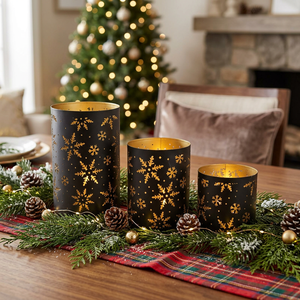 Wholesale <b>Snowflakes</b> Design Christmas Theme Metal Votive Candle Holders for Home Tabletop <b>Decoration</b> - Product Image 1