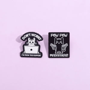 Chat <span class=keywords><strong>ne</strong></span> vous inquiétez pas épingles en émail je suis de Tech Support broche mignon chaton métal Badges revers bijoux cadeau pour ami en gros - Product Image 3
