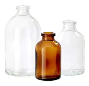 Горячая Распродажа 100 мл янтарные/прозрачные литые стеклянные флаконы для антибиотиков USP тип I II III