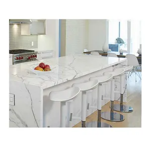 Calacata bancada de quartzo branco do vietnã, pedra artificial de quartzo branco para armários de cozinha