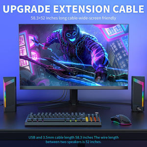 Haut-parleurs d'ordinateur, barre de son PC, haut-parleurs de jeu pour PC, ordinateur portable, ordinateur de bureau, caisson de basses, haut-parleurs filaires RGB, alimentés par USB, 3,5 mm Aux - Product Image 6