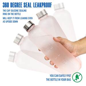 32oz Frosted nhựa uống sport thể thao tái sử dụng chai nước thể thao với motivational đo lường - Product Image 2