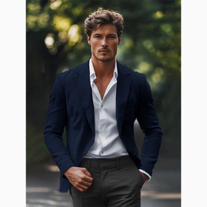 BMT 19 <b>Mens</b> Tshirt Smart Casual Slim Fit Single Breasted Anti-Wrinkle Lightweight 2 Button <b>Jackets</b> with Pockets <b>S</b>-3XL - Product Image 2