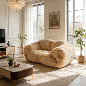 Divano Cloud Virale su Internet, Estetica Crema, per <span class=keywords><strong>Soggiorno</strong></span> e Camera da Letto, Piccolo Divano a Due Posti in Peluche Avvolgente - Product Image 4