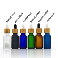 5ml-100ml tutup penetes bambu hijau Matte botol minyak esensial kaca beku bahu bulat