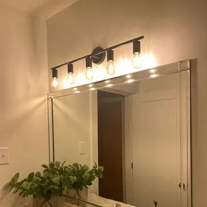 LOHAS 5-Light siyah Modern duvara monte lavabo lambalar banyo aynası Vanity aydınlatma lambası tasarım duvar lambaları yatak odası otel için