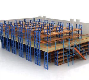 Plateforme de mezzanine, étagère de stockage en métal pour entrepôt, étagère robuste à 2 niveaux, installation sur site, forme rectangulaire - Product Image 1