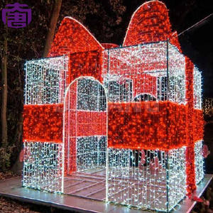 Hermosa Caja de Regalo en Forma de Cubo 3D con Luces LED y Motivo de Arco Personalizable para Decoraciones Navideñas de Exterior con Clasificación IP65 - Product Image 4