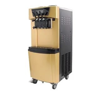 Machine à crème glacée molle verticale modèle doré à double compresseur Corps en acier inoxydable 304/201 Machine à crème glacée Softrigid