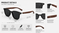 Lunettes de soleil de luxe personnalisées avec logo, monture en bois vintage, verres ronds et ovales pour hommes, idéales pour la conduite en extérieur