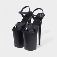 Sandales d'été à plateforme et talons hauts de 20 cm, avec bride de cheville en cuir verni motif serpent, modèle Extreme Snake, idéales pour la danse en pole et les soirées en boîte de nuit.