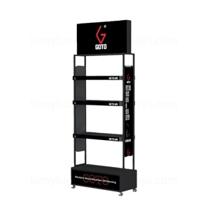 Mobile LED Hair Salon Metal <b>Display</b> <b>Racks</b> with Wheels & Shelves Rolling Shampoo Merchandise for Wholesale Salon Product Showcase - Product Image 6