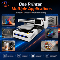Printer UV Flatbed Multi-Fungsi A1 6090 dengan 3/4 Head Epson untuk Silinder, Film UV DTF AB, Material Datar, Penentuan Posisi Kamera
