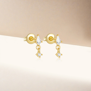 Fashion Simple S925 Sterling Silver Personality Geometric <b>Diamond</b> Inlaid <b>Diamond</b> Daily Matching <b>Earrings</b> for Women - Product Image 2