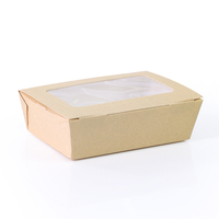 Caja de Papel Kraft Corrugado de Grado Alimenticio para Llevar Comida, con Ventana para Ensaladas y Comidas Rápidas