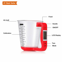 Balance de cuisine Jumon à piles, en acier inoxydable, avec écran LCD, capacité 1000g, pour la pâtisserie, la mesure des grammes, des liquides et des tasses à farine