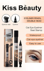 Kiss Beauty 2 in 1 Eyeliner Gel Hitam Tahan Air dengan Stempel Pensil 48 Jam Tahan Lama Pena Mata Label Pribadi 2713-03 - Product Image 2