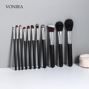 Juego de brochas de maquillaje Vonira Beauty Factory Custom Private Label, Kit de brochas de maquillaje sintéticas naturales de 11 piezas, virola de cobre plateado - Product Image 2