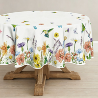 Nappe ronde florale de printemps, résistante à la chaleur et aux taches, pour la décoration de table, housse de table d'été, vente en gros d'usine, ornement pour la maison