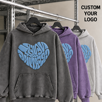 Sweat-shirts et hoodies pour hommes de haute qualité avec logo personnalisé, en coton lavé, coupe ample, imprimé en relief, pull à capuche d'hiver, hoodies vierges pour homme