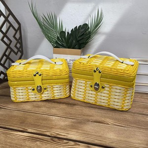 Perfect Cadeau Idee Op Kleur Afgestemd Plastic Rieten Geweven Opbergmanden En Geschenkdoos Koffer Voor Bruiloften En Vakanties - Product Image 6