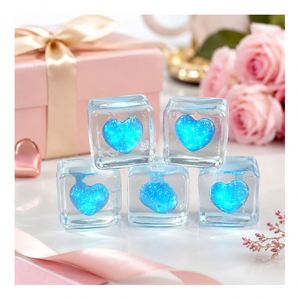 New Arrival Glow in Dark Transparent Cube Heart <b>Squishy</b> Toy Soft Squeeze Stress Ball Sensory Gift Assorted Colors - Product Image 6