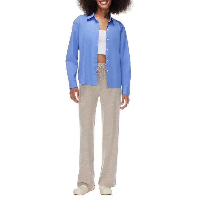 2023 Popular Shirt Long Sleeve Button-up Relaxed Fashion Casual Woman Shirt