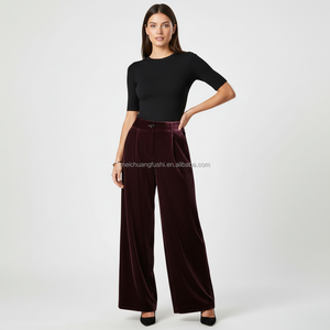 <span class=keywords><strong>Pantaloni</strong></span> Palazzo a <span class=keywords><strong>Vita</strong></span> Alta <span class=keywords><strong>in</strong></span> <span class=keywords><strong>Velluto</strong></span> per Donna, Eleganti <span class=keywords><strong>con</strong></span> <span class=keywords><strong>Elastico</strong></span> Posteriore, Casual Autunno Inverno, Personalizzabili OEM - Product Image 3