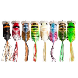 Señuelo de rana cicada simulada 65mm 12.6g, cebo de superficie con doble anzuelo y cola blanda para pesca de bagre - Product Image 1