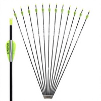 1 pièce Flèches de tir à l'arc en carbone mixte durables de 6 mm avec pointes en acier à plumes plastiques, vente en gros pour sports de plein air