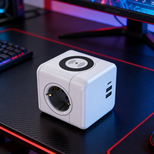Enchufe de Corriente Portátil Tipo Cubo Alemán con 3 Tomas de CA y 4 Puertos USB de Carga Rápida, Certificación CE GS, para Hogar y Oficina en Berlín y Múnich - Product Image 1