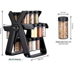 Venta al por Mayor, Estante Giratorio Multifuncional para Especias con 18 Frascos de Vidrio, Organizador Giratorio para Botellas - Condimentos - Product Image 5
